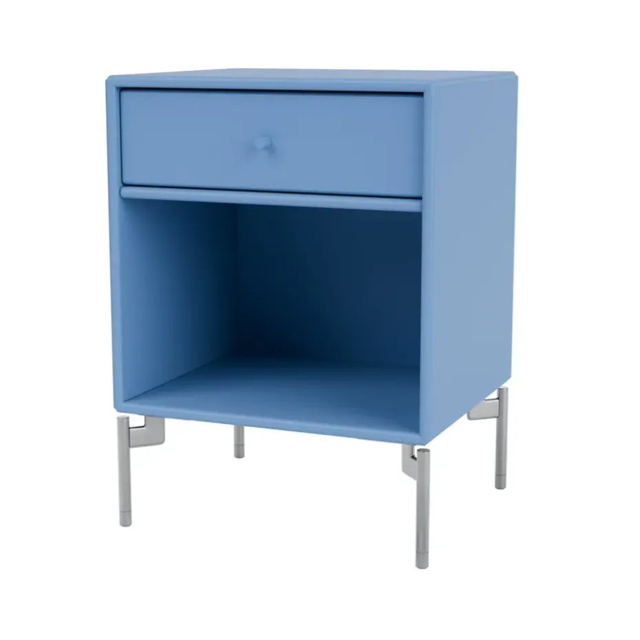 Table de chevet Dream, azure 154, pieds chromés