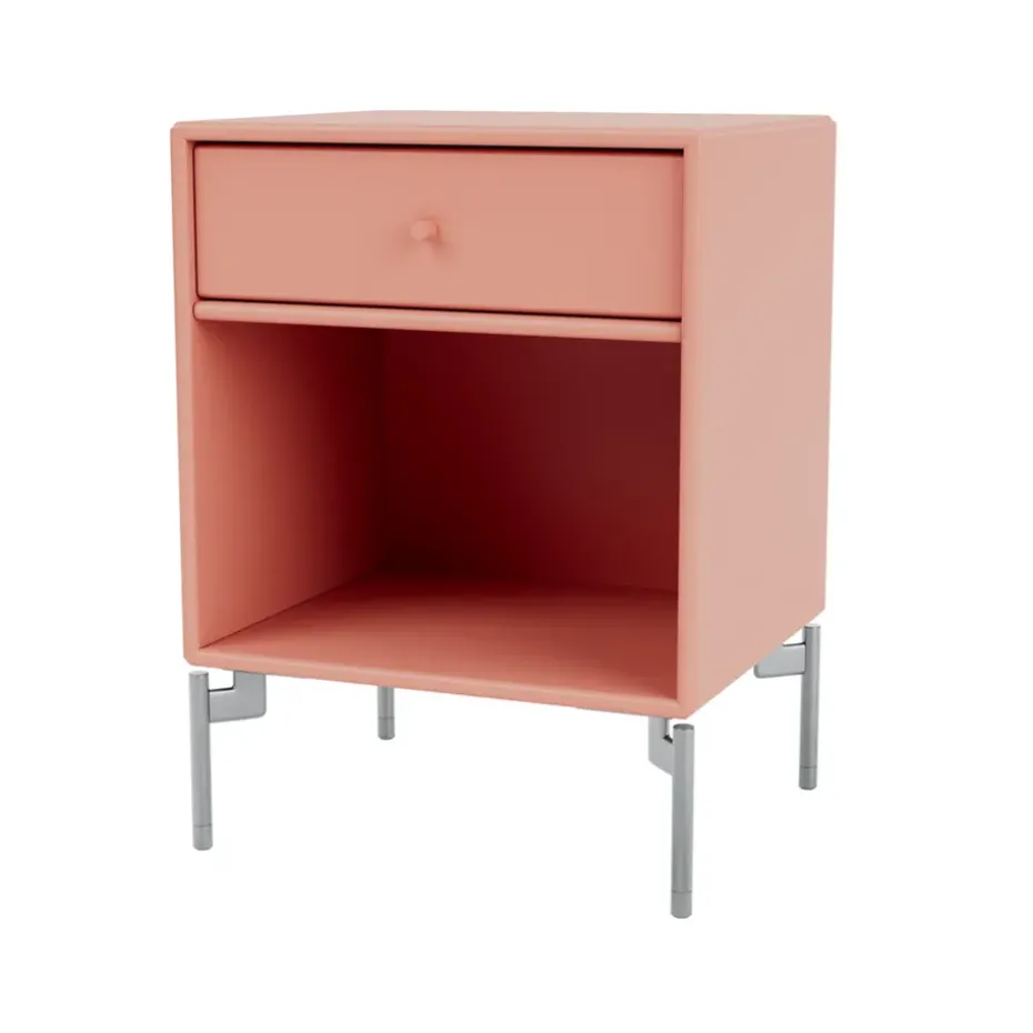 Table de chevet Dream, rhubarb 151, pieds chromés