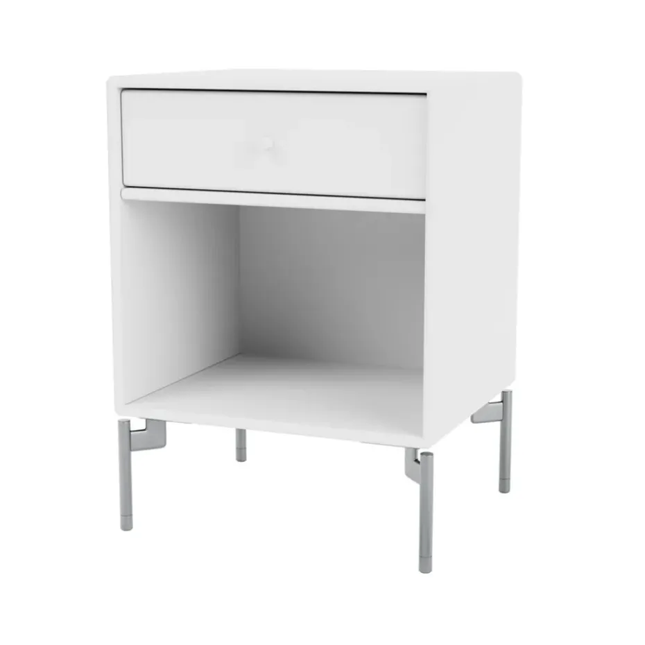 Table de chevet Dream, snow 38, pieds chromés