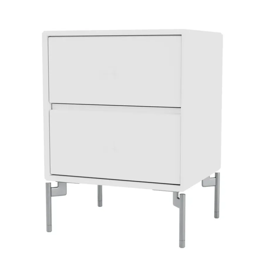 Table de chevet Drift, new white 101, pieds chromés cm