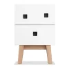 Table de chevet Peep S1, blanc, retro, structure en chêne