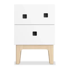 Table de chevet Peep S1, blanc, chêne pigmenté blanc