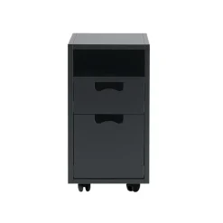 Table de chevet Snö G3, char grey, roues noires