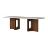 Table de salon Androgyne, sable/kunis breccia, structure en noyer