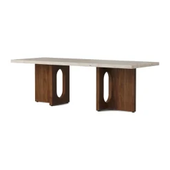 Table de salon Androgyne, sable/kunis breccia, structure en noyer