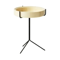 Table Drum, laqué naturel-h.56cm-structure noire