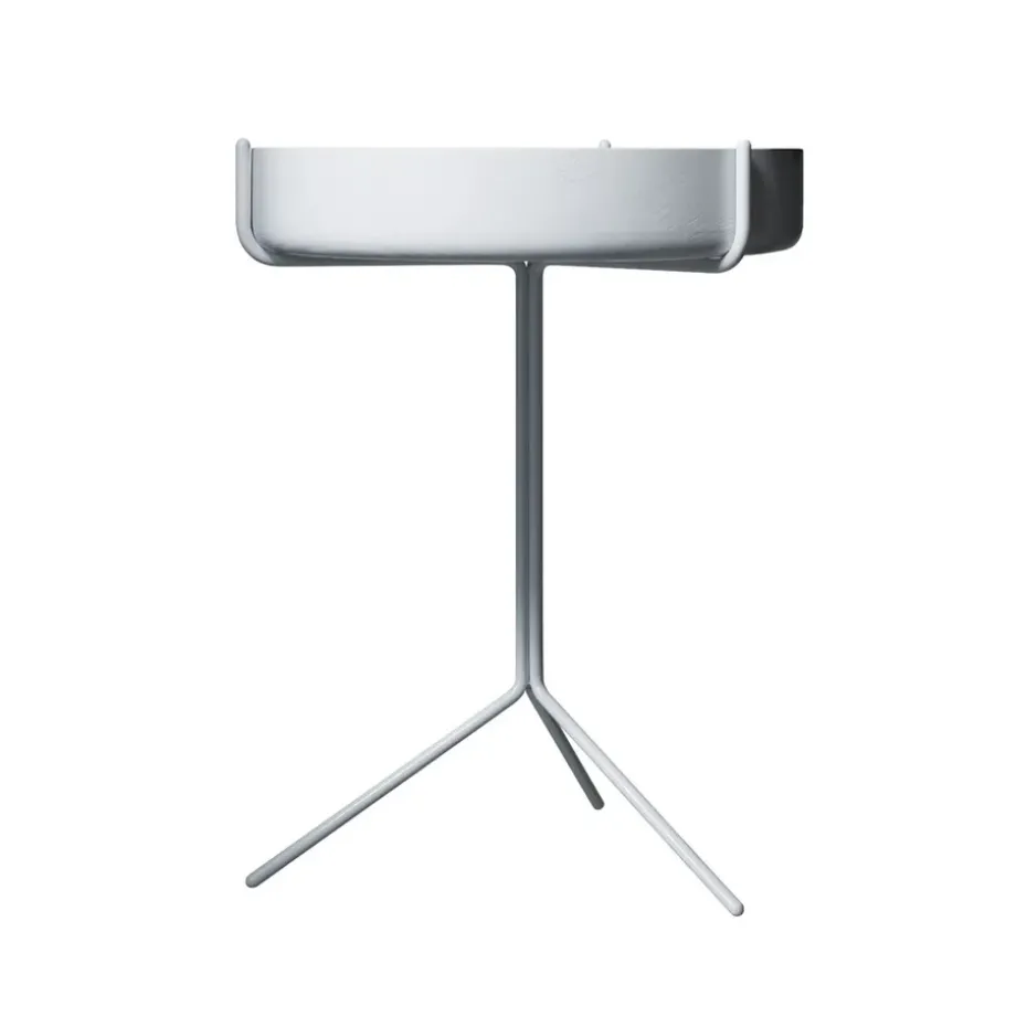 Table Drum, Vernis blanc-h.56cm-structure blanche