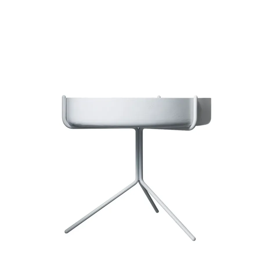 Table Drum, Vernis blanc-h.36cm-structure blanche