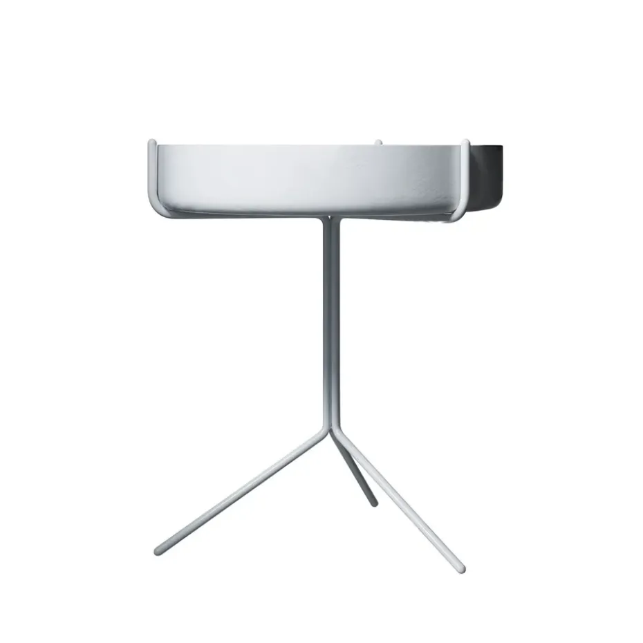 Table Drum, Vernis blanc-h.46cm-structure blanche