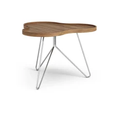 Table Flower Mono édition spéciale 62x66 cm, H45 cm noyer laqué acier chromé