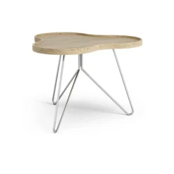 Table Flower mono 62x66 cm, chêne nature, 45 cm, structure chromée