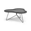 Table Flower mono 84x90 cm, H39 cm frêne émaillé noir