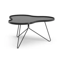 Table Flower mono 84x90 cm, H45 cm frêne émaillé noir