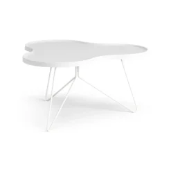 Table Flower mono 84x90 cm, H45 cm frêne laminé blanc