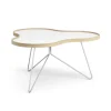 Table Flower 84x90 cm, 45 cm-blanc-bord en chêne-structure chromée
