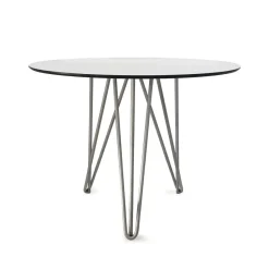 Table High Tech, ø90 cm, Blanc -structure en acier avec galvanisation à chaud