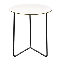 Table High Tech, Blanc stratifié compact-noir, Ø60 cm