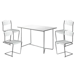 Table High Tech rectangulaire, Blanc-structure en acier avec galvanisation à chaud