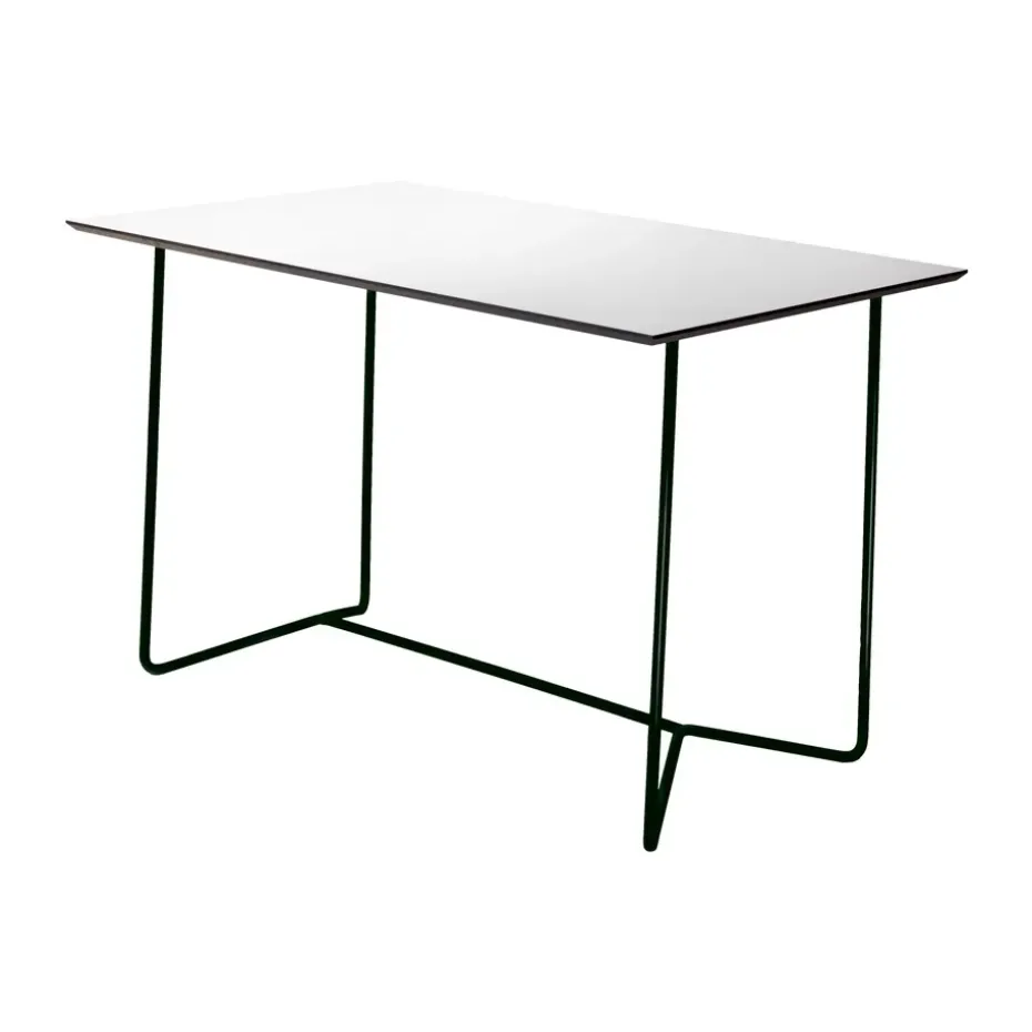 Table High Tech rectangulaire, Blanc stratifié compact-noir
