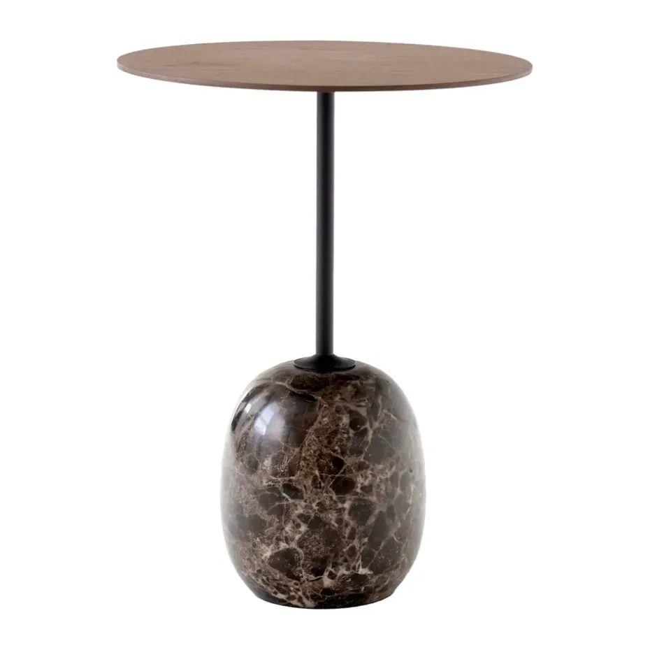 Table Lato LN8, Lacquered walnut-Emperador marble