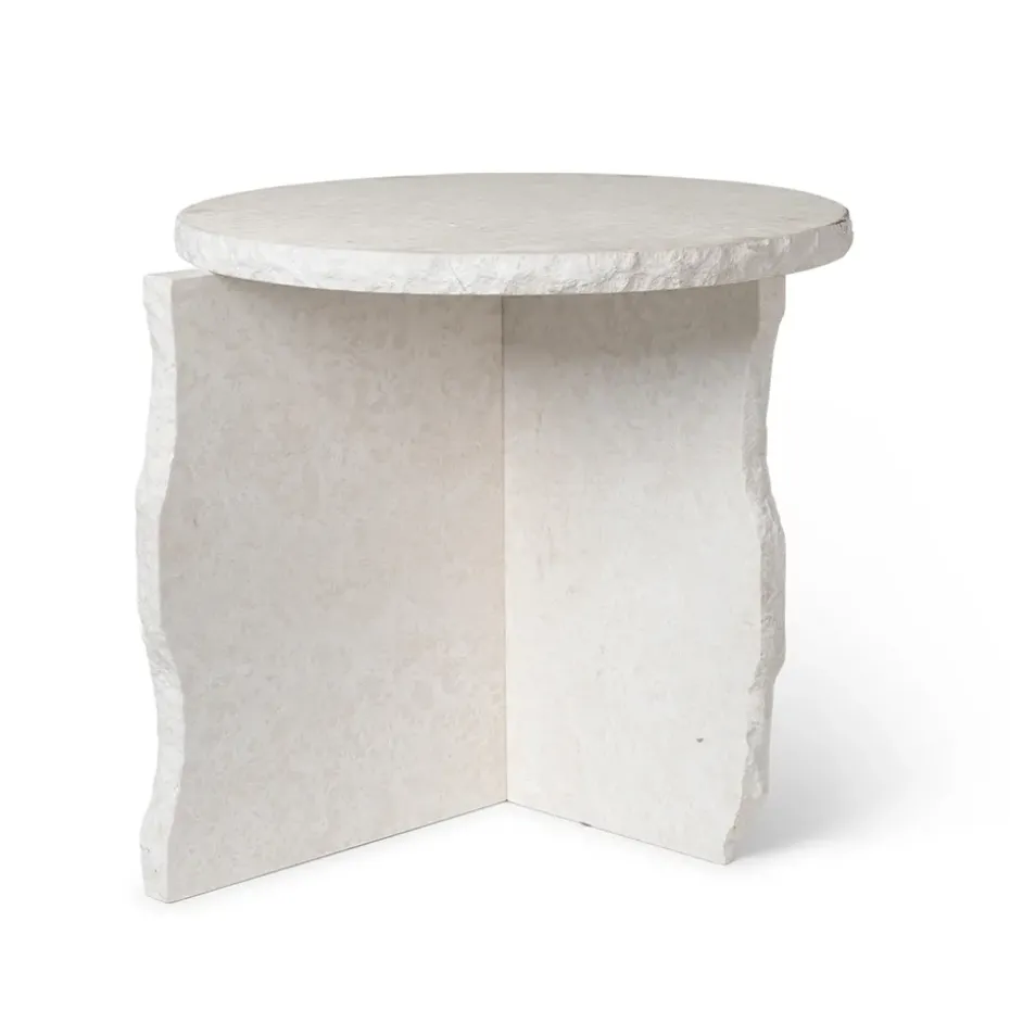 Table Mineral Sculptural Ø52 cm, Bianco Curia