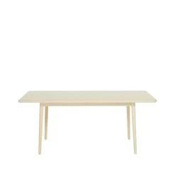 Table Miss Holly 235x82 cm, bouleau laqué mat clair, 2 rallonges