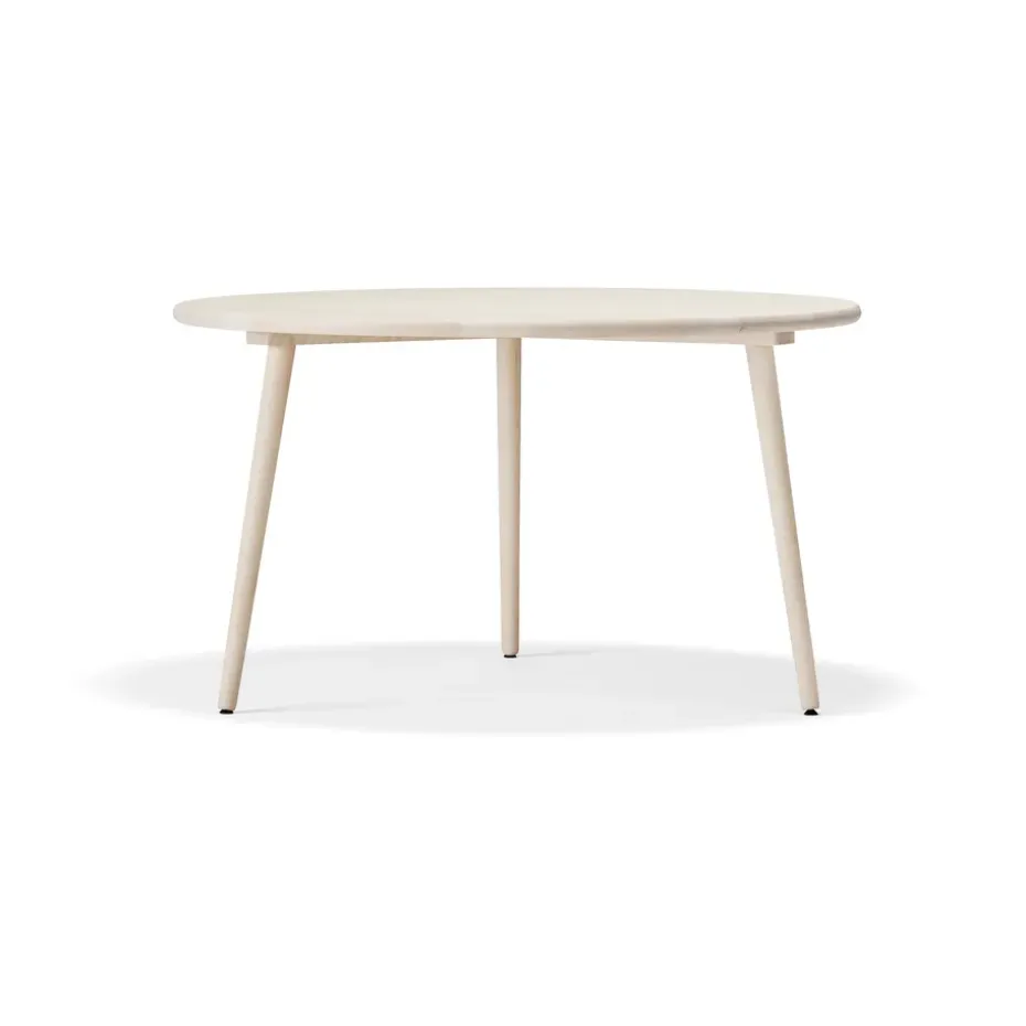 Table Miss Tailor Ø130 cm, bouleau verni mat clair, plateau fixe