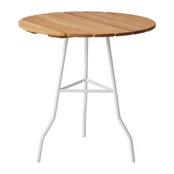 Table Pia Ø70 cm, Structure en acier laqué blanc - chêne huilé