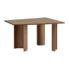 Table Re-norm, Placage noyer laqué, 130x120 cm