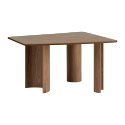 Table Re-norm, Placage noyer laqué, 130x120 cm