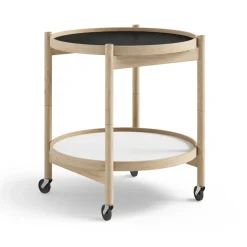 Table roulante Bølling Tray Table model 50, base, structure en chêne non traité