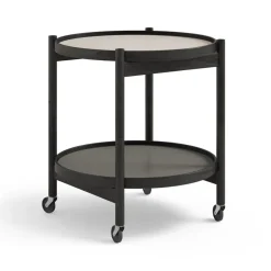Table roulante Bølling Tray Table model 50, stone, structure en chêne laqué noir