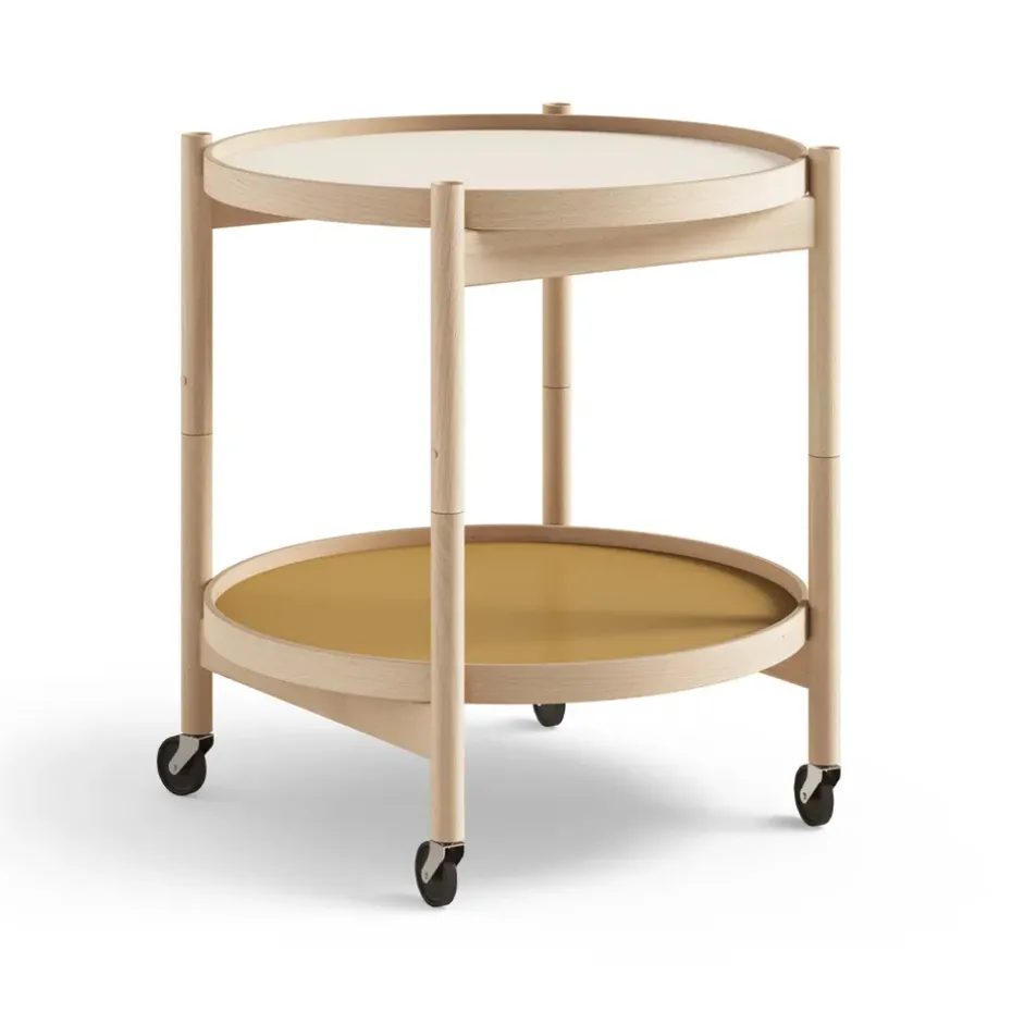 Table roulante Bølling Tray Table model 50, sunny, structure en hêtre huilé