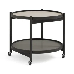 Table roulante Bølling Tray Table model 60, stone, structure en chêne laqué noir