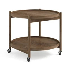 Table roulante Bølling Tray Table model 60, chêne fumé, structure en chêne huilé fumé