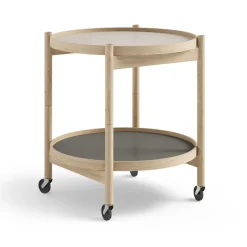 Table roulante Bølling Tray Table model 50, stone, structure en chêne non traité