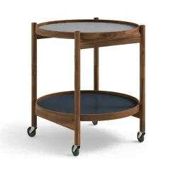 Table roulante Bølling Tray Table model 50, water, structure en noyer huilé
