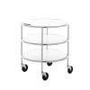 Table roulante Chicago I, Stratifié blanc-chrome