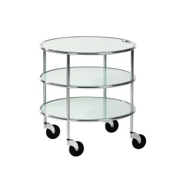 Table roulante Chicago I, Verre dépoli-chrome
