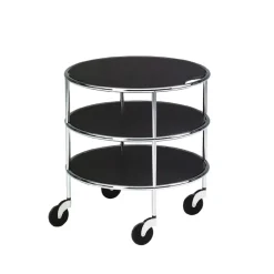 Table roulante Chicago I, Stratifié noir-chrome