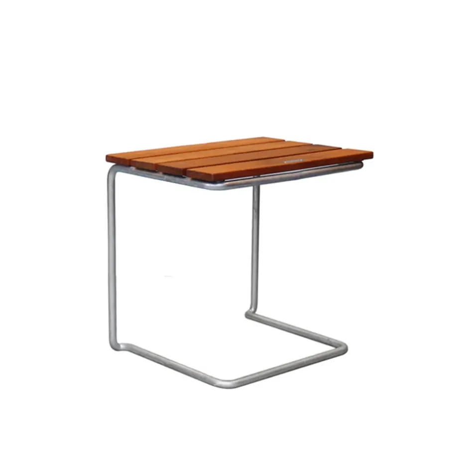 Table/tabouret A3, Teck-structure en acier avec galvanisation à chaud