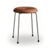 Tabouret, Base en cuir cognac - base en chrome, 45 cm