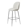 Tabouret de bar 75 cm Beetle Soft, entièrement recouvert, Tabouret Reales Gubi 001, dossier noir, chrome