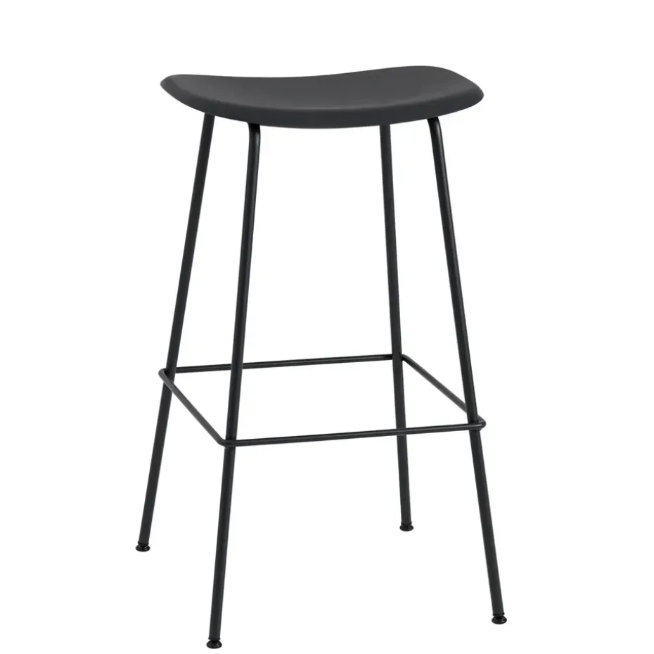 Tabouret de bar 75 cm Fiber Tube, noir