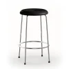 Tabouret de bar, Base en cuir noir - base en chrome, 63 cm