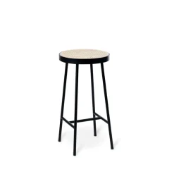 Tabouret de bar Be My Guest, rotin, structure en acier noir