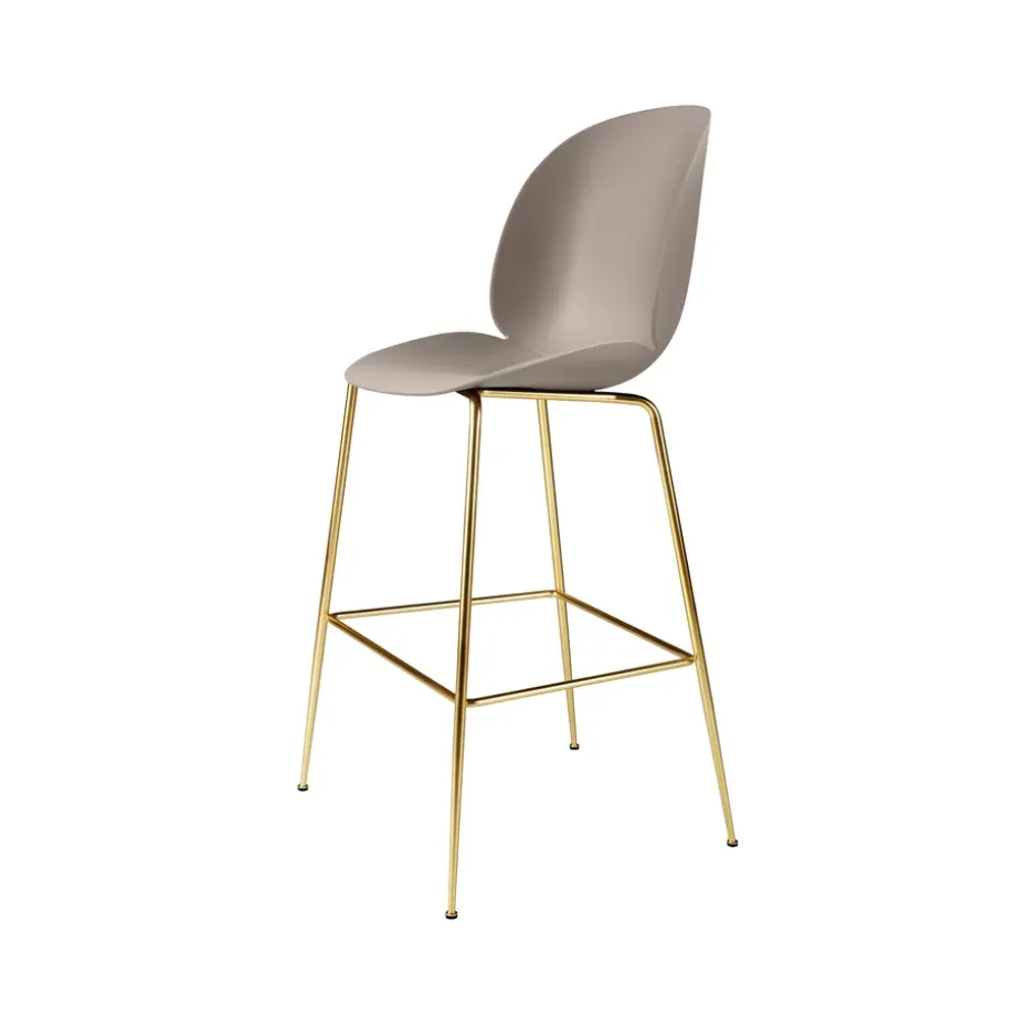 Tabouret de bar Beetle haut, new beige, structure en laiton