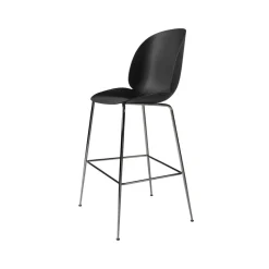 Tabouret de bar Beetle haut, black, structure en acier chromé noir