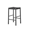 Tabouret de bar Betty TK7, black, assise en ruban de lin tressé noir