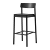 Tabouret de bar Betty TK17 Bar Chair 75 cm, Cuir noir Noble-frêne laqué noir